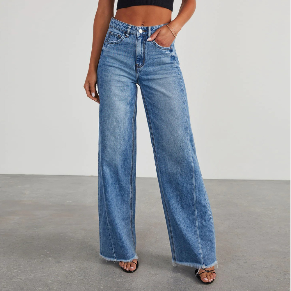 Women's High-Waist Denim Jeans | Casual Wide-Leg Relaxed Jeans