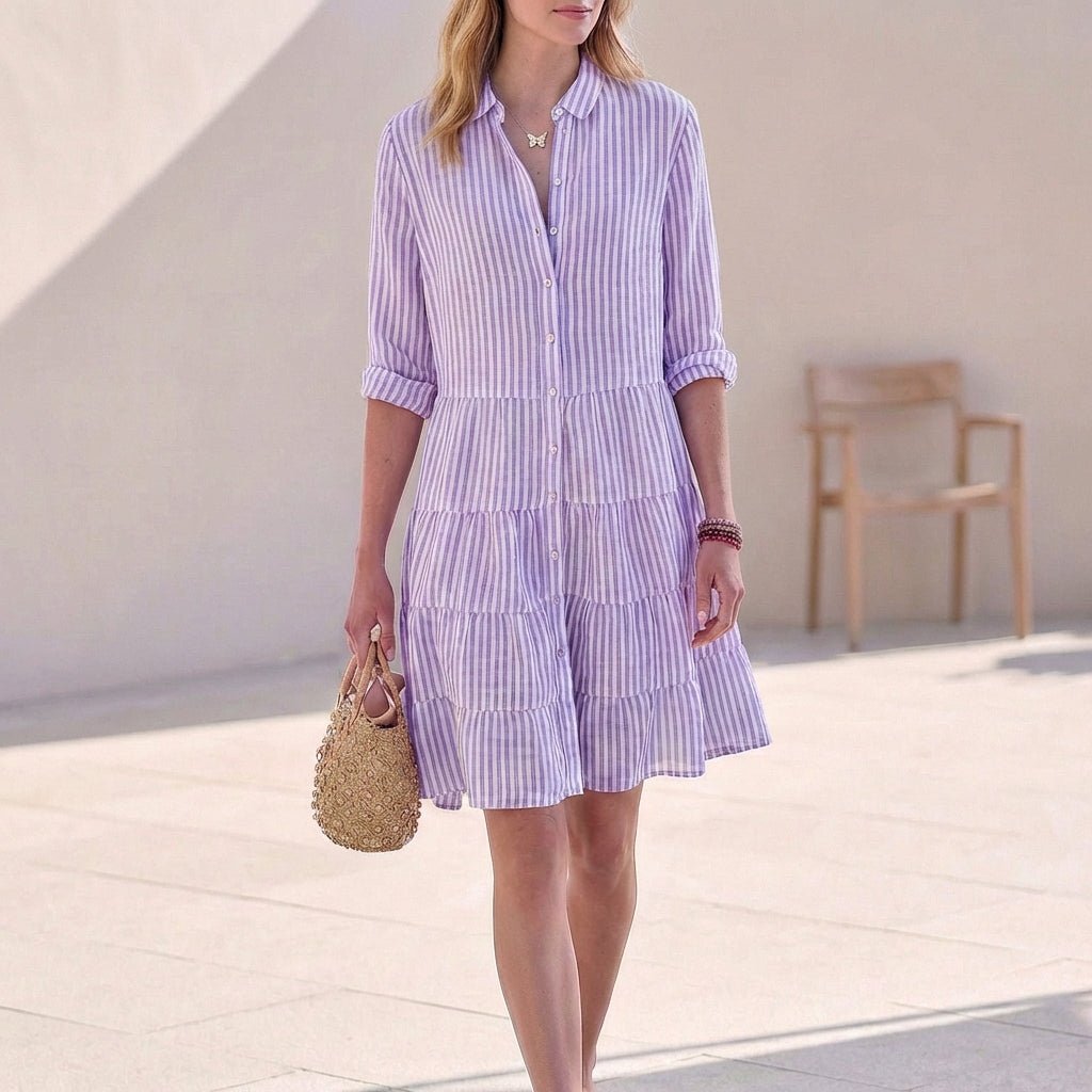 Dresses | Tiered Mini Dress | Classic Collared Button-Front | Relaxed Fit | Effortless Style