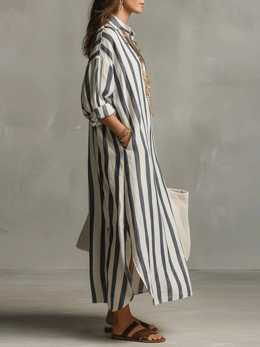Striped Linen Maxi Dress