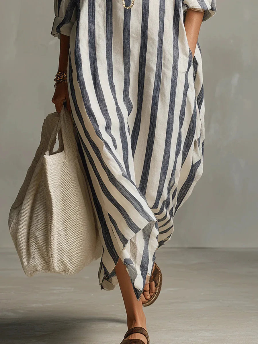 Striped Linen Maxi Dress