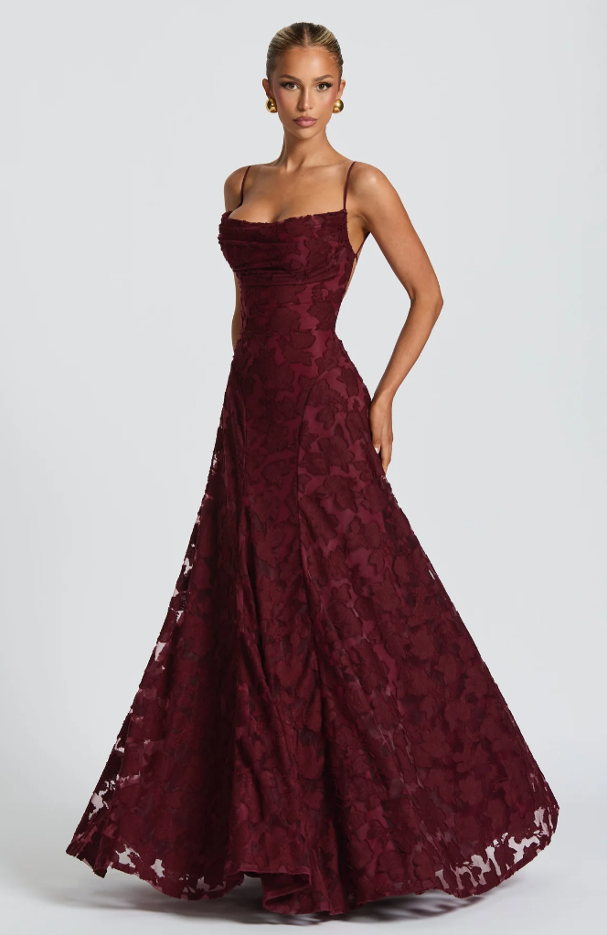 Women's Lace Column Maxi Dress | Elegant Figure-Hugging Evening Gown