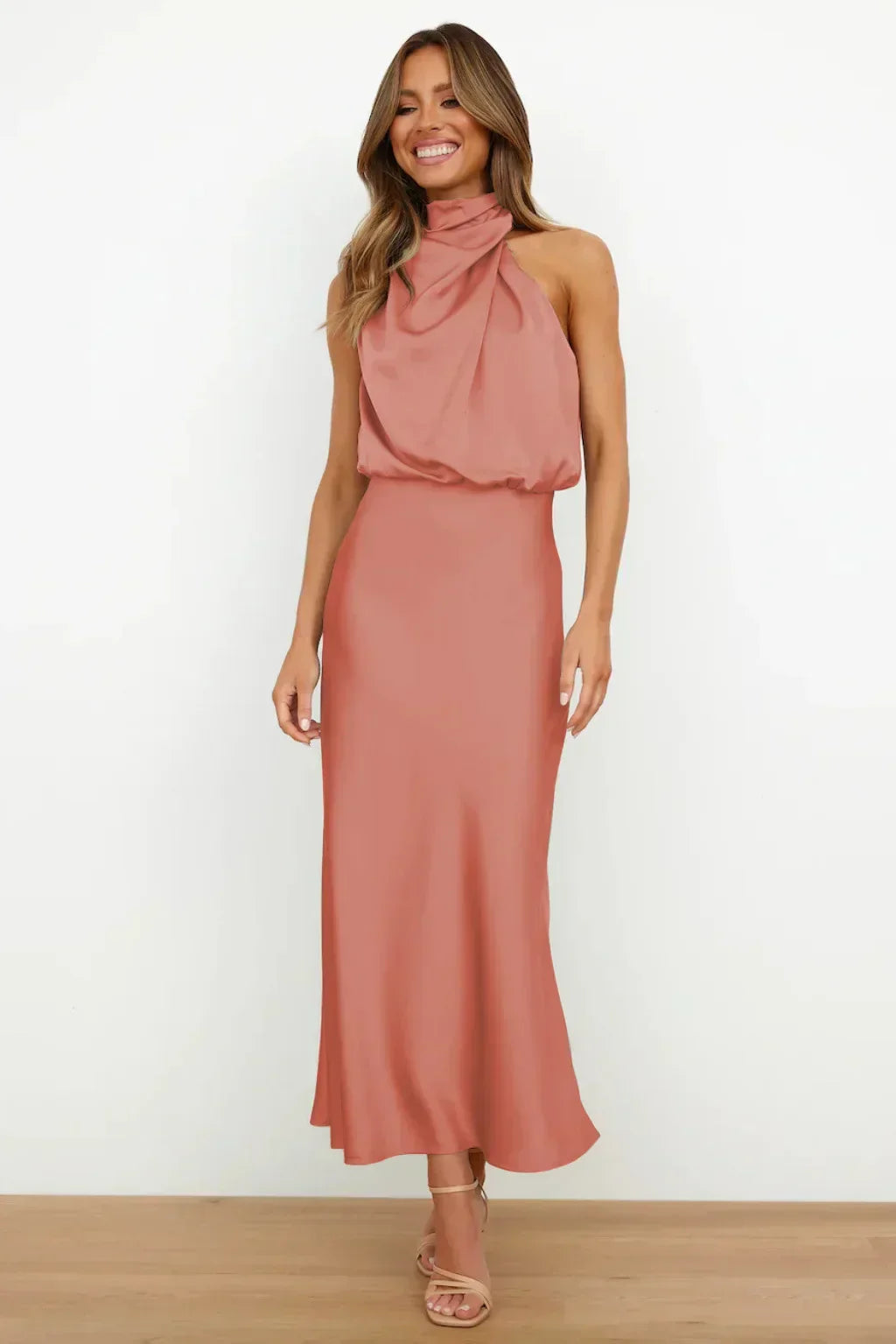 Evening Dress | Elegant Halterneck Plus Size Formal Gown | Flattering Flowing Silhouette