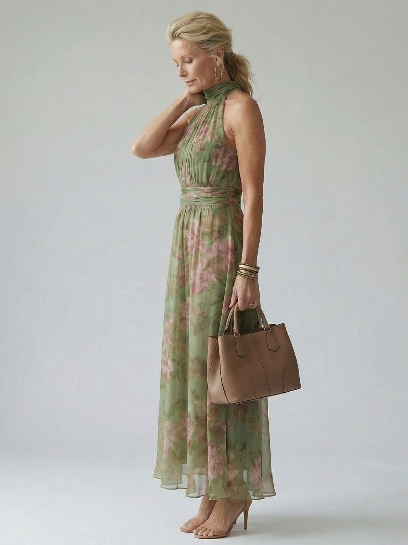 Floral Print Midi Dress | Elegant Summer Dress for Wedding Guests and Cocktail Parties