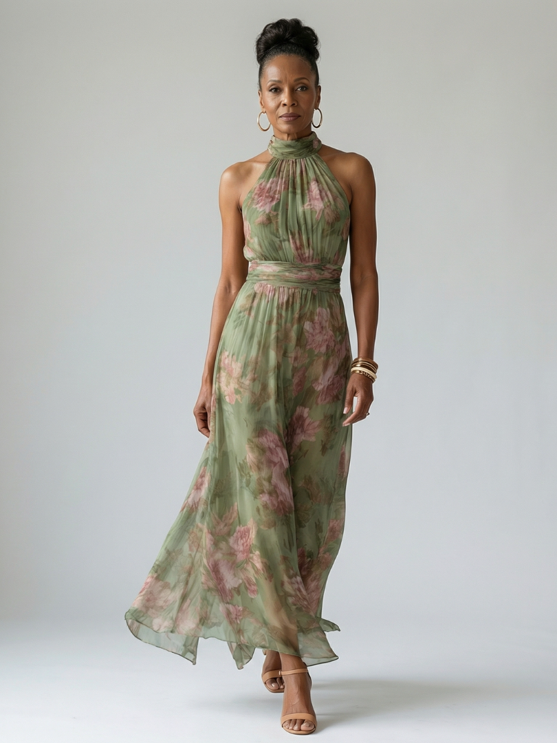 Floral Print Midi Dress | Elegant Summer Dress for Wedding Guests and Cocktail Parties