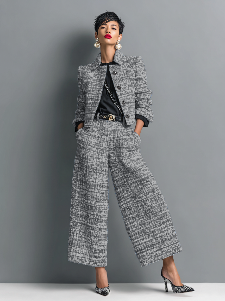 Women's Textured Two-Piece Set | Chic Tailored Coordinated Set