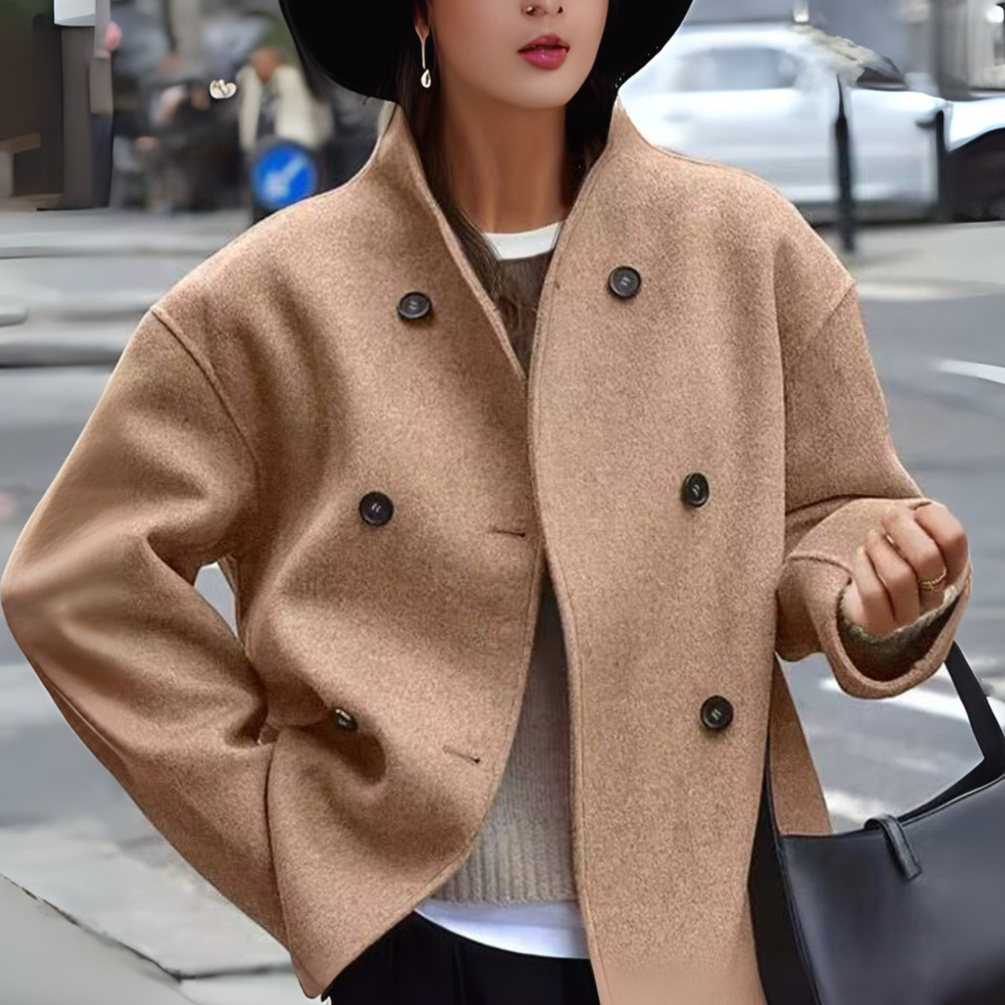 Women's Double-Breasted Wool-Blend Coat | Tailored Winter Overcoat