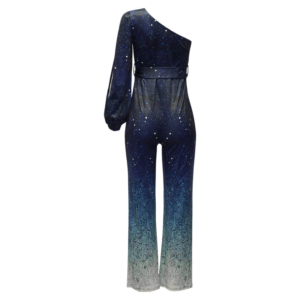 Jumpsuit | One-Shoulder Wide Leg Retro 70s Stylish