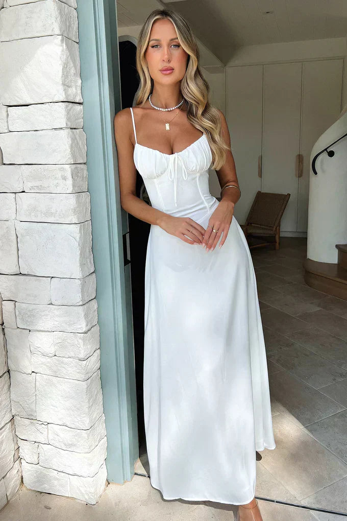 Maxi Dress | Crossed Design Long Summer Dress | Elegant Flowing Fit