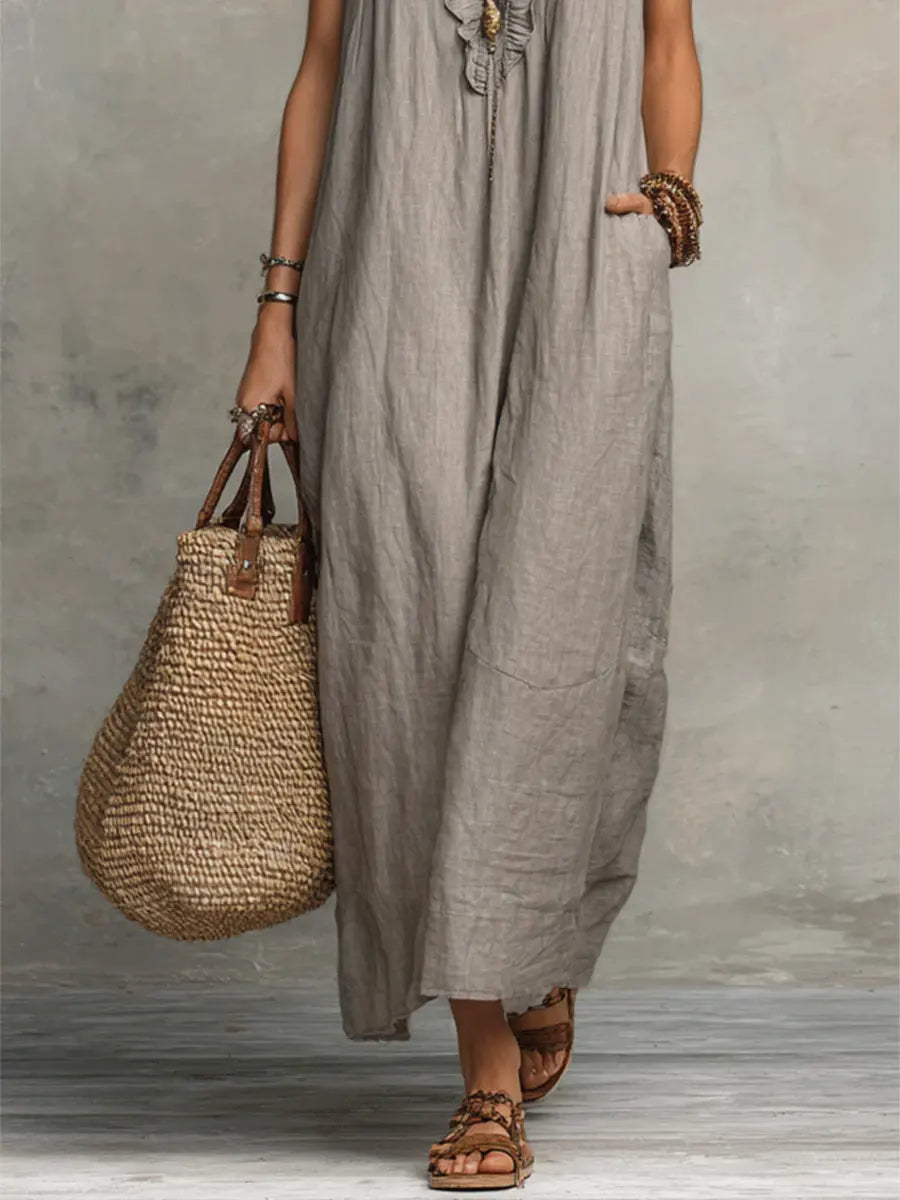 Maxi Dress | Floral Ruffle V-Neck Long Summer Dress Elegant Flowing Design