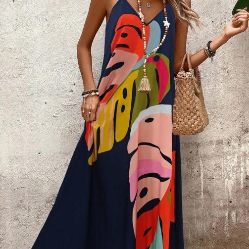 Maxi Dress | Tropical Leaf Print | Flattering Long Summer Dress | Effortless and Comfortable
