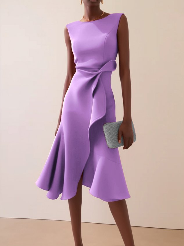 Midi Dress | Asymmetrical Draped Summer Dress | Elegant Sophisticated Design
