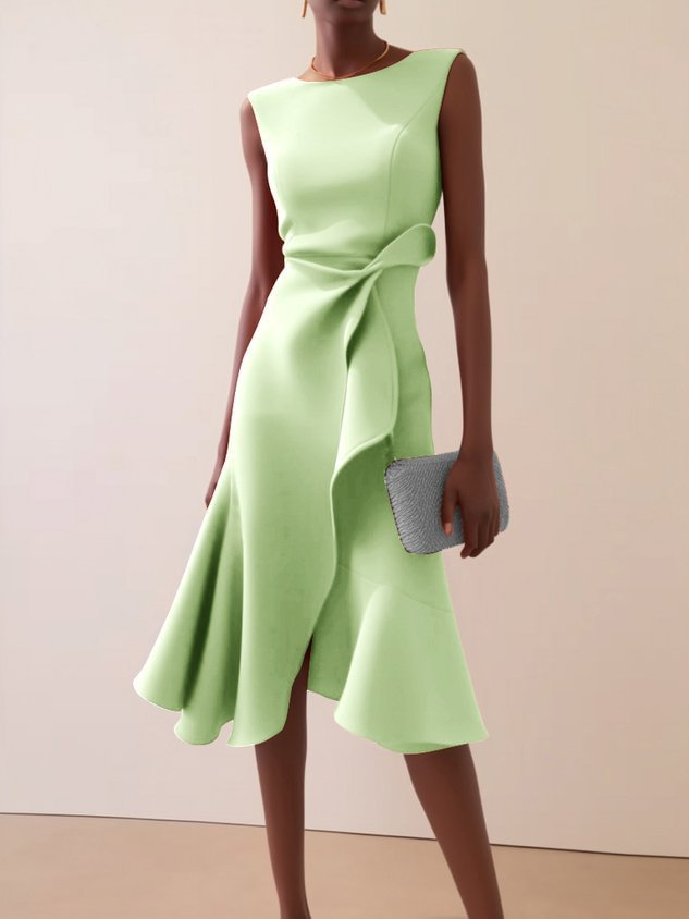 Midi Dress | Asymmetrical Draped Summer Dress | Elegant Sophisticated Design