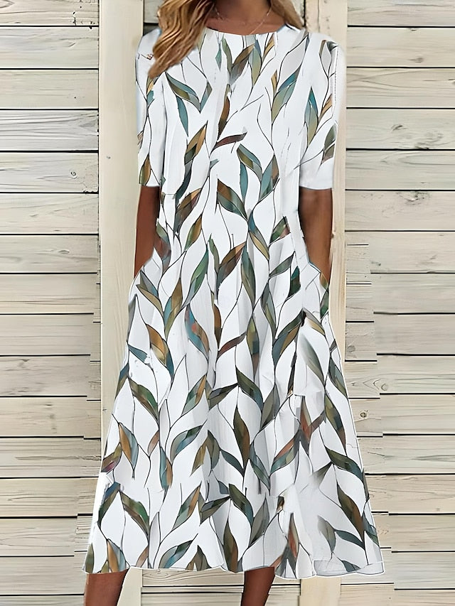 Midi Dress | Coastal Floral Summer Dress Elegant Comfortable