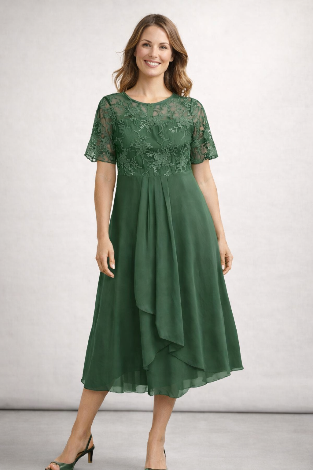 Midi Dress | Floral Midi Dress with Sleeves | Elegant Asymmetrical Design