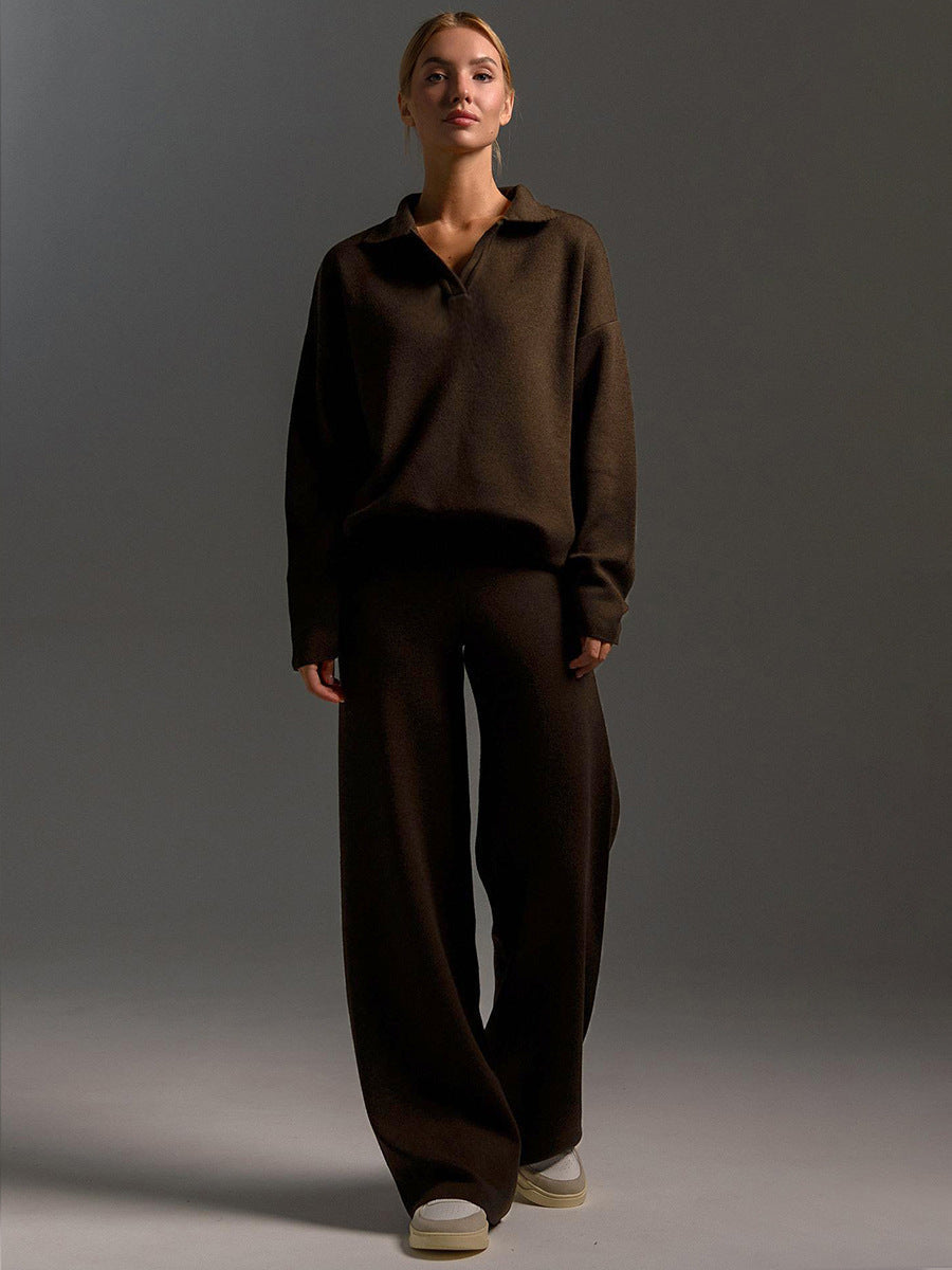 Women's Ribbed Knit Lounge Set | Relaxed Two-Piece Loungewear Co-Ord
