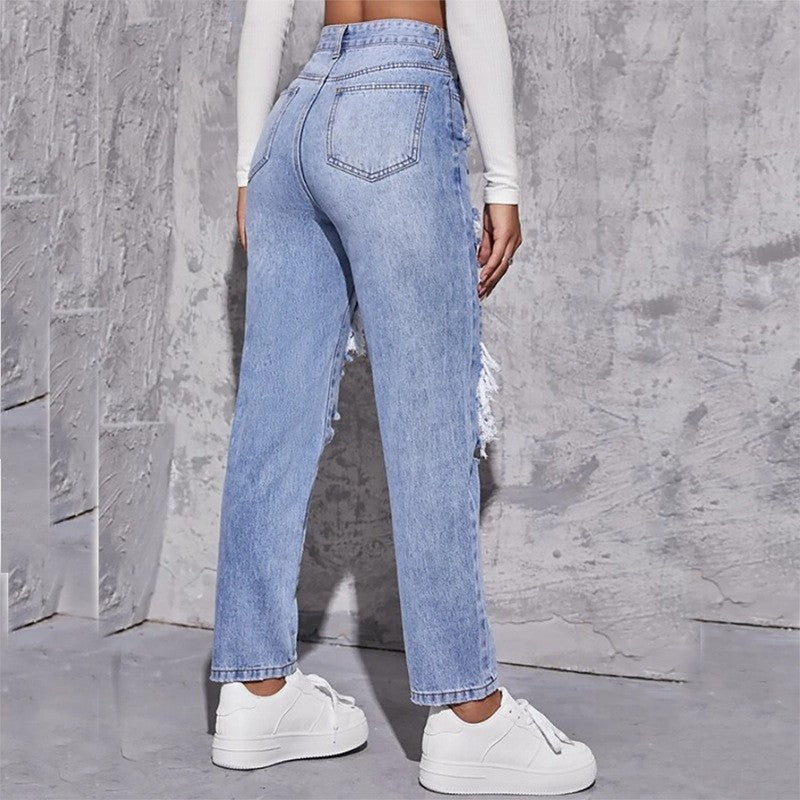 Ripped Jeans | Straight-Leg Casual Pants | Relaxed Urban Style
