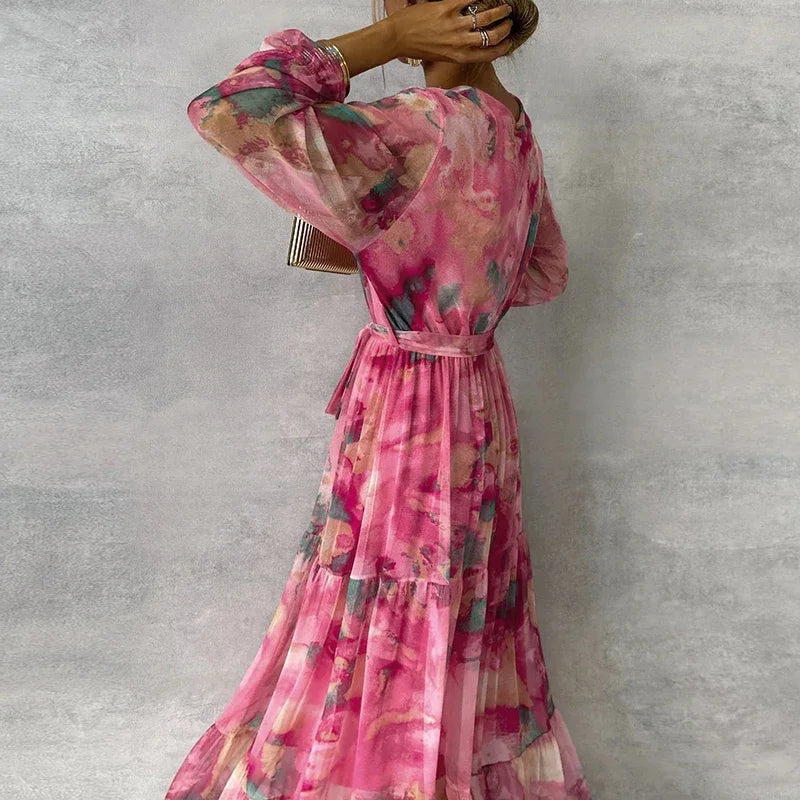 Women's Floral Handmade Midi Dress | Elegant Lightweight Summer Dress