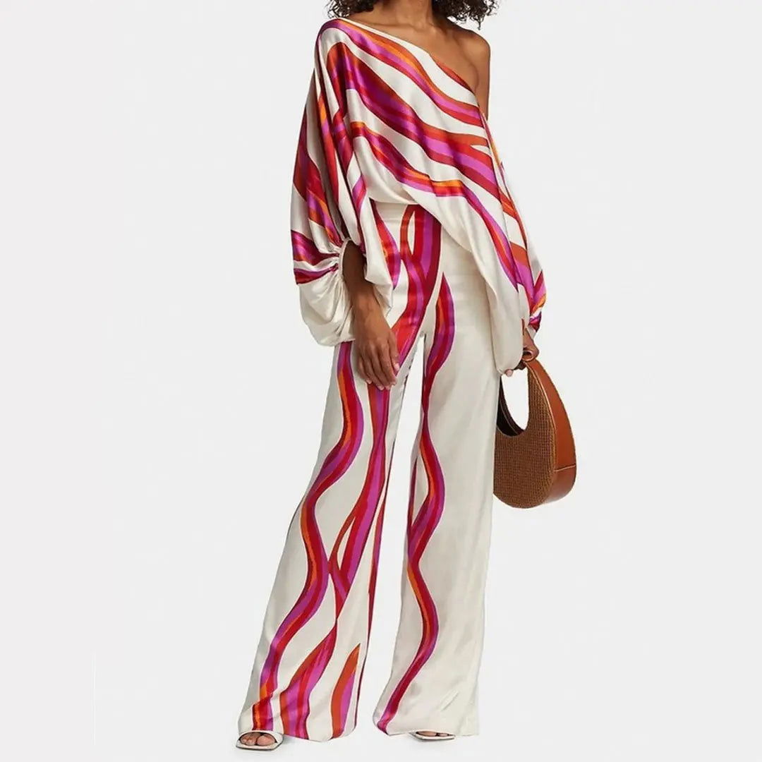 Two Piece Set | Abstract Print Summer Outfit | Elegant Chic Style