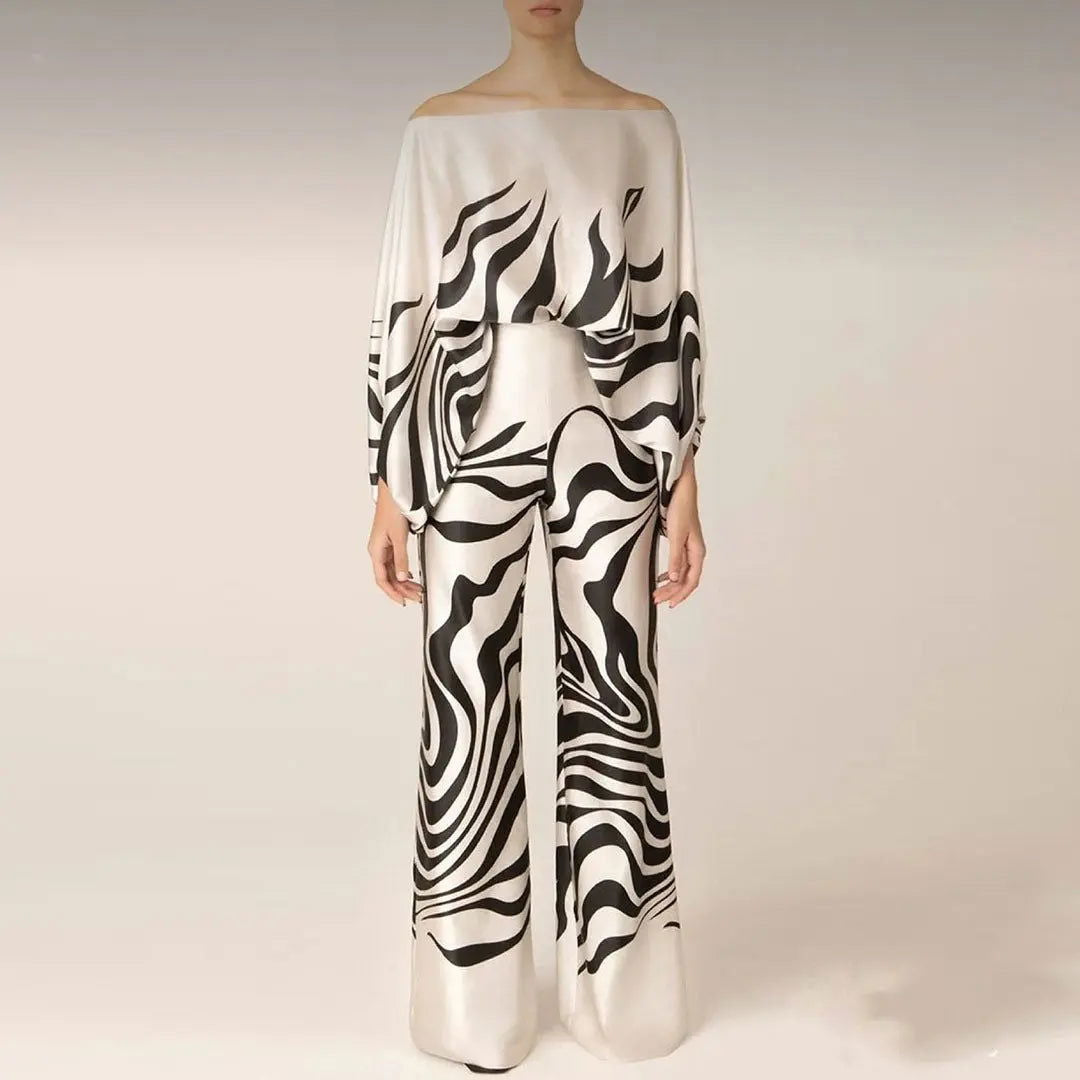 Two Piece Set | Abstract Print Summer Outfit | Elegant Chic Style