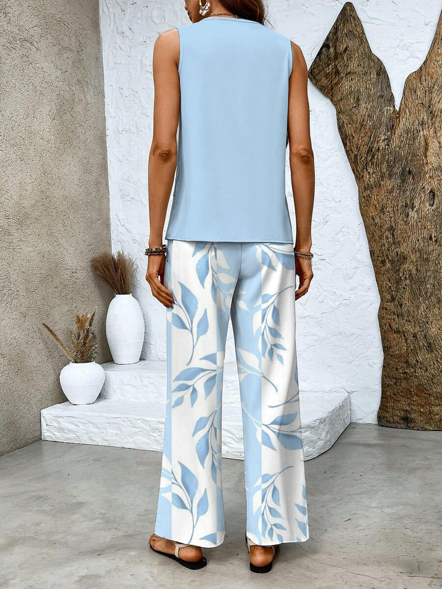 Two Piece Set | Elegant Wide-Leg Pants Summer Outfit