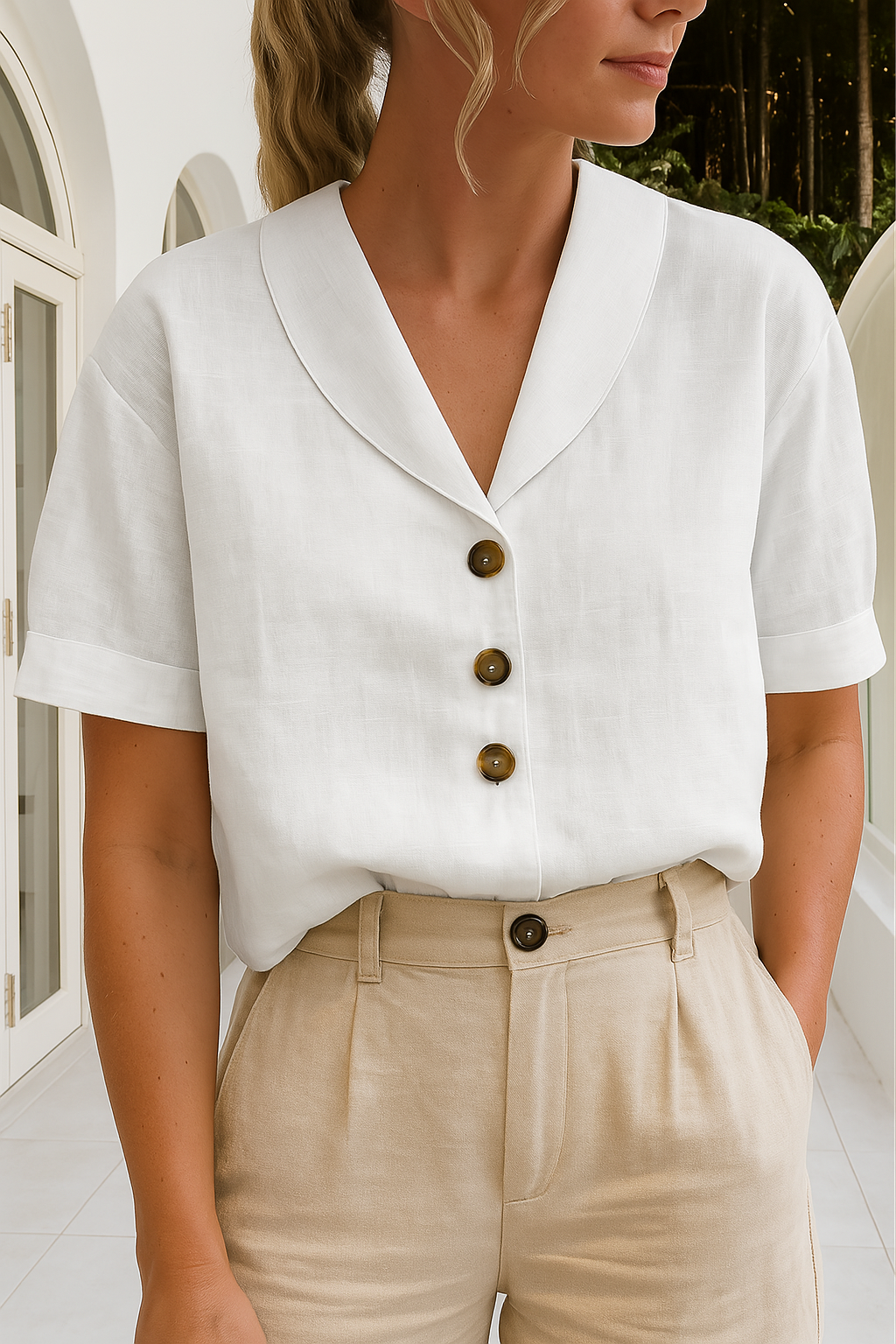 Women's Lightweight Wrap Blouse | Elegant Long-Sleeve Summer Top