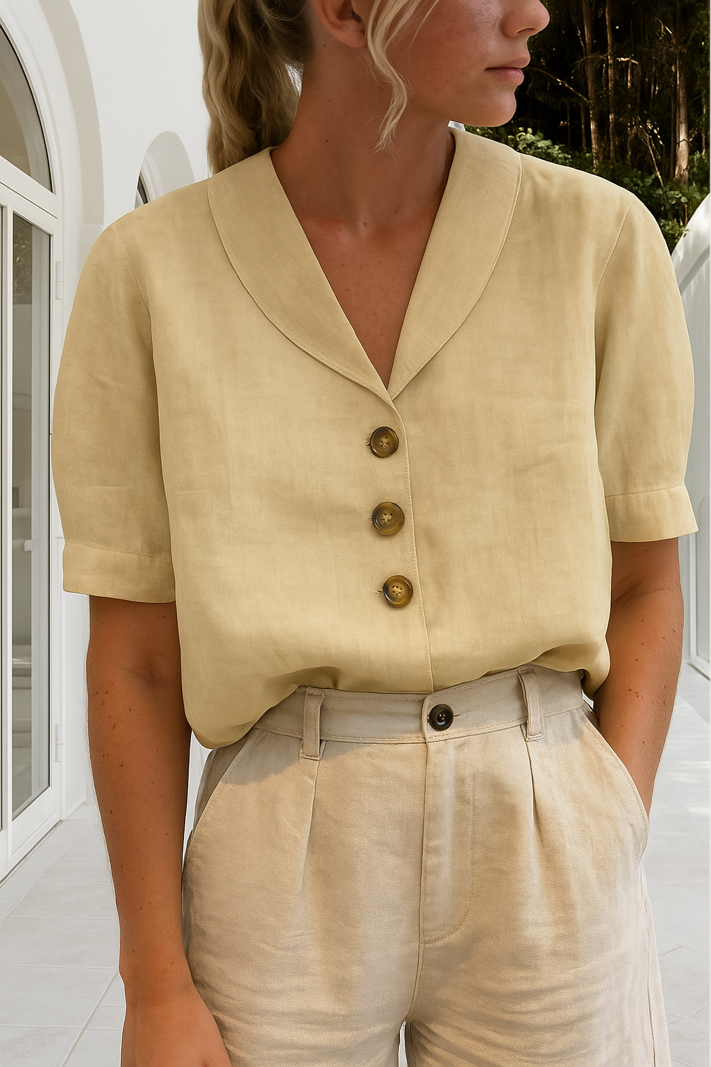 Women's Lightweight Wrap Blouse | Elegant Long-Sleeve Summer Top