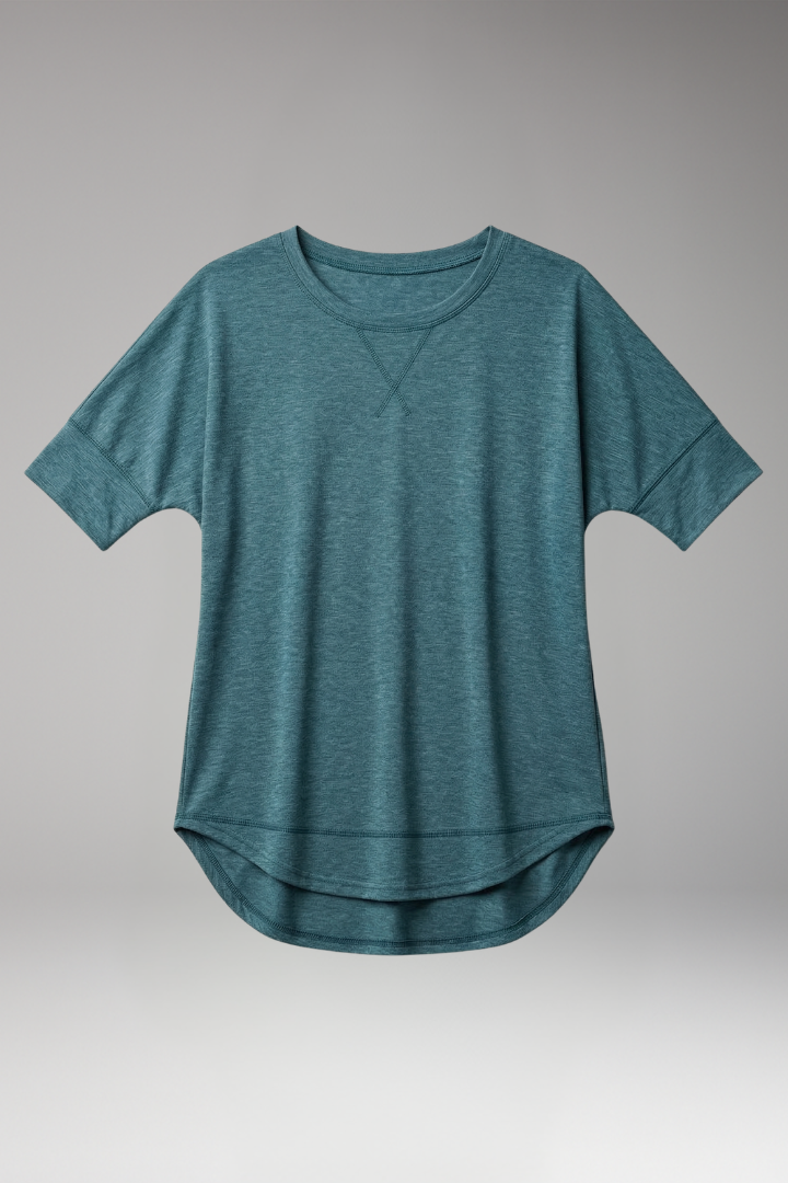 Women's Curved-Hem Round Neck T-Shirt | Relaxed Everyday Cotton Top