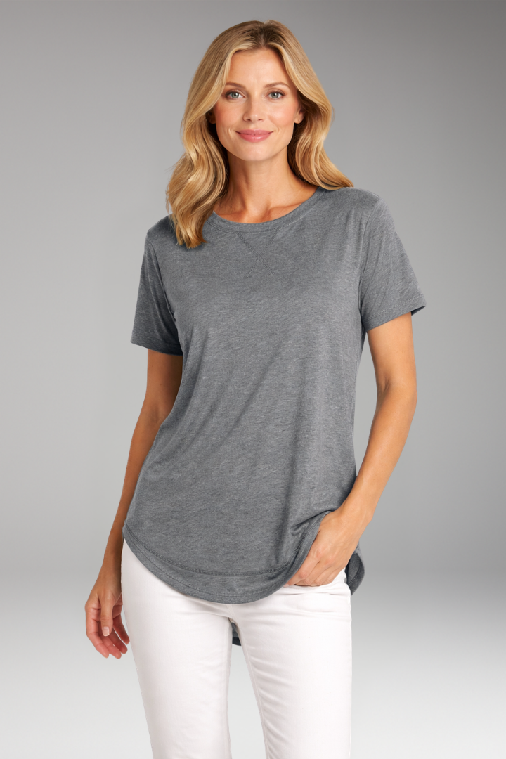 Women's Curved-Hem Round Neck T-Shirt | Relaxed Everyday Cotton Top