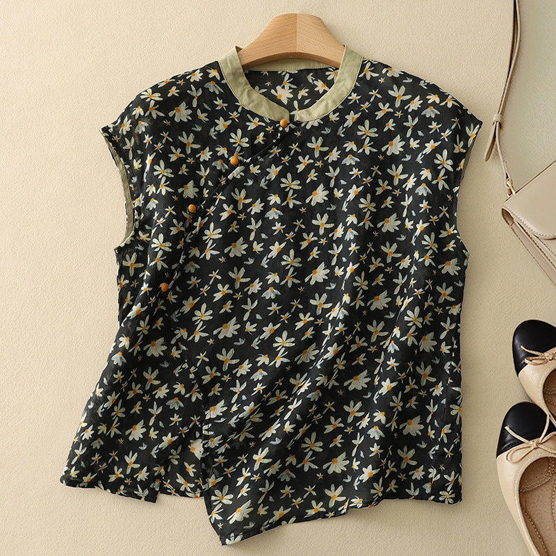 Womens Blouse | Vintage Floral Summer Top | Effortless Flowing Charm