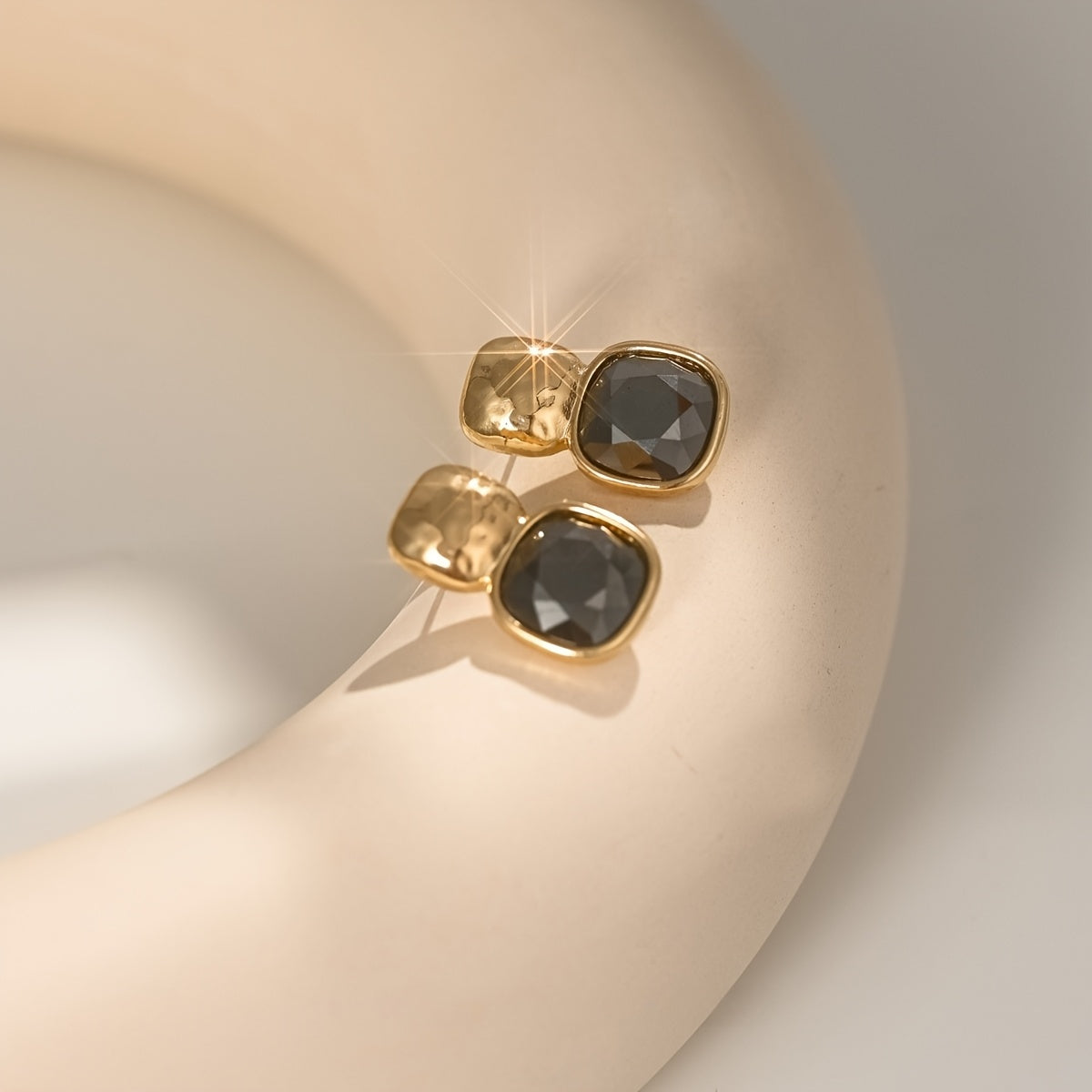 Women's Geometric Square Drop Earrings | Gold-Tone Statement Jelly Earrings