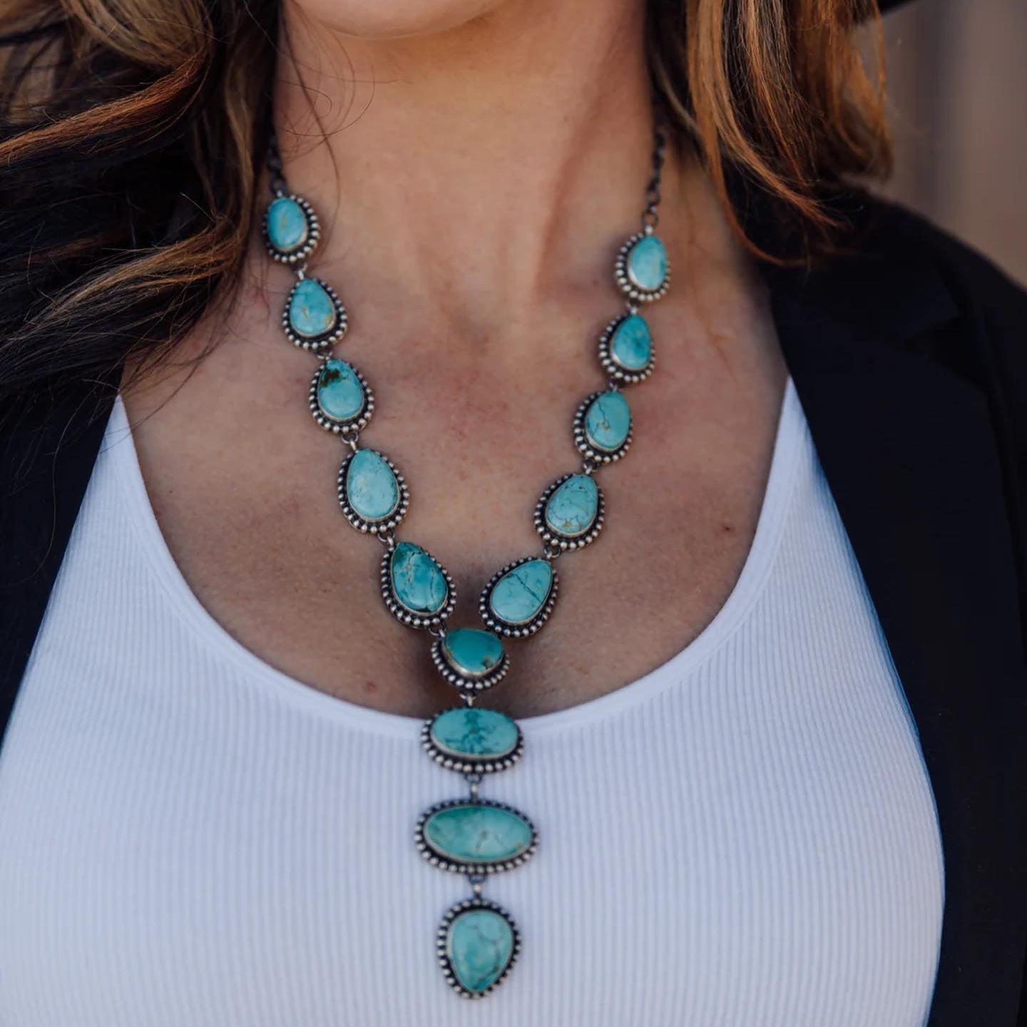Women's Vintage Turquoise Statement Set | Elegant Necklace & Earrings