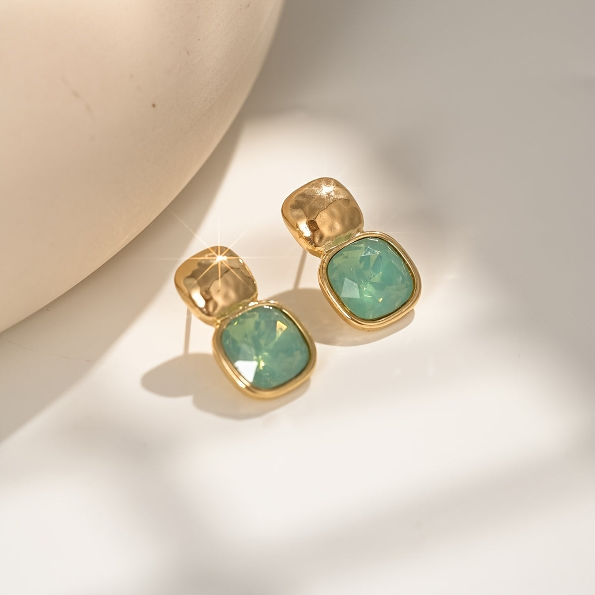 Women's Geometric Square Drop Earrings | Gold-Tone Statement Jelly Earrings