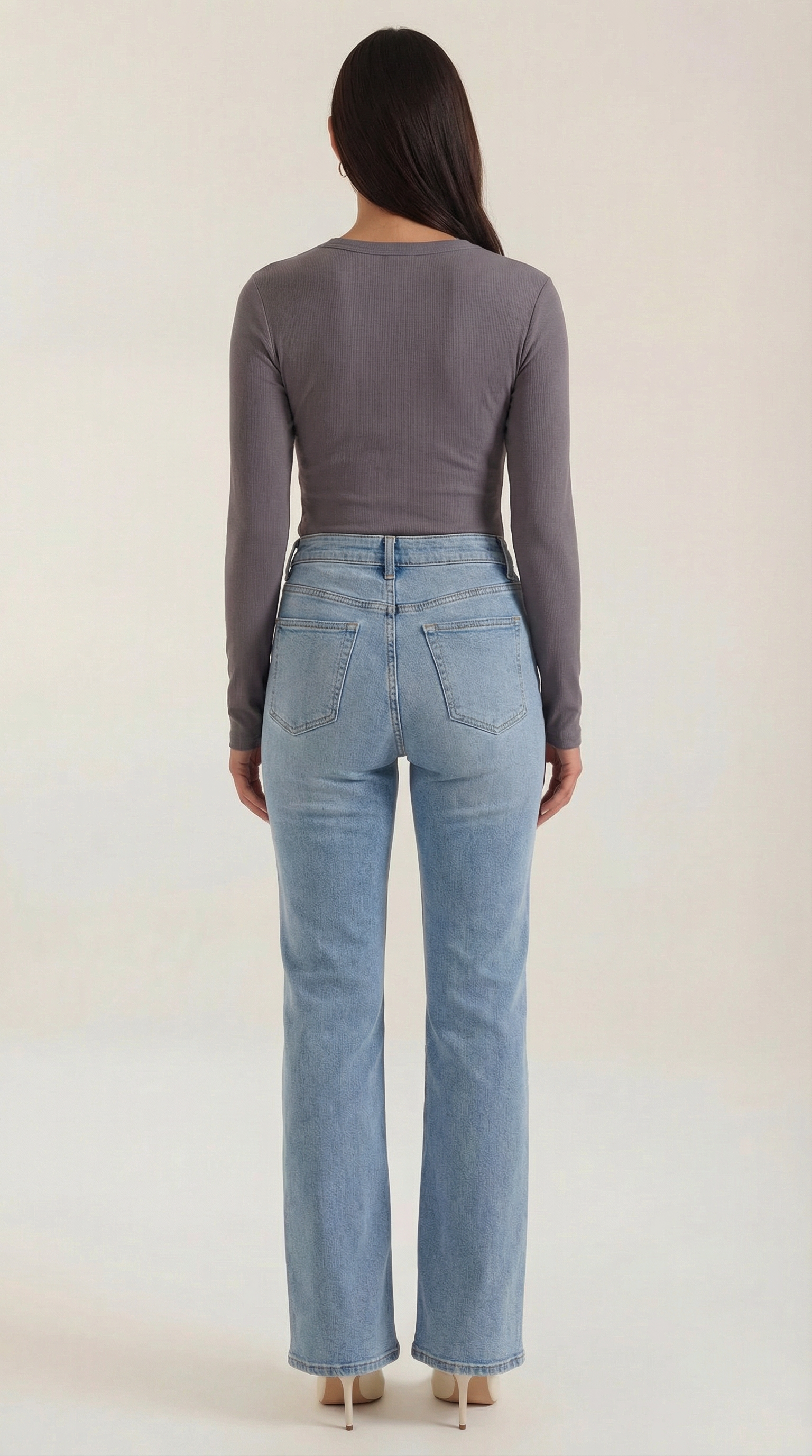 Women's Ribbed Long-Sleeve Fitted T-Shirt | Soft Round-Neck Layering Top