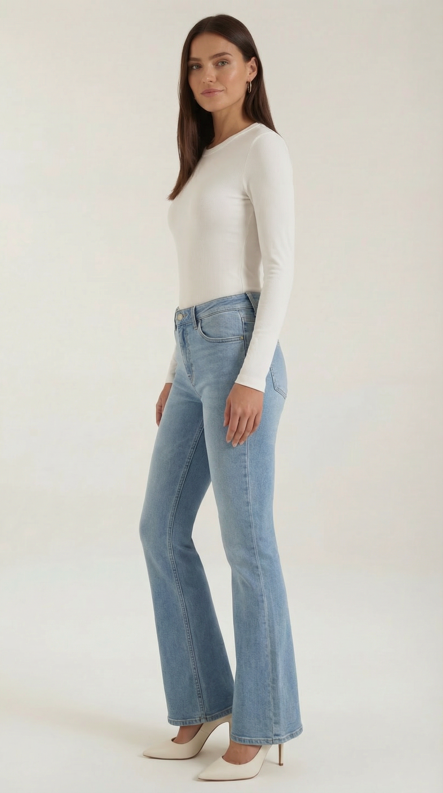 Women's Ribbed Long-Sleeve Fitted T-Shirt | Soft Round-Neck Layering Top