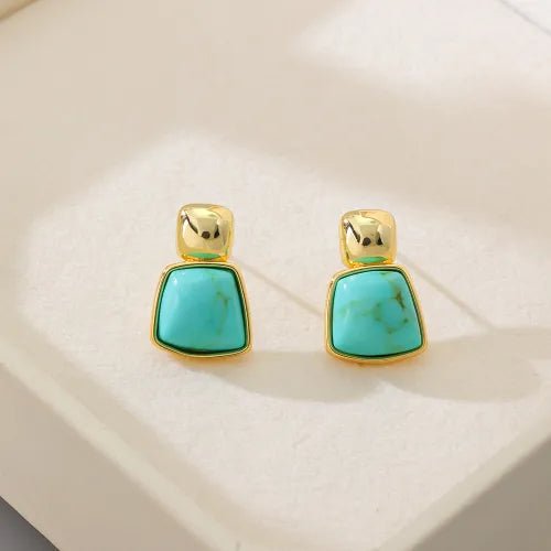 Women's Geometric Square Drop Earrings | Gold-Tone Statement Jelly Earrings