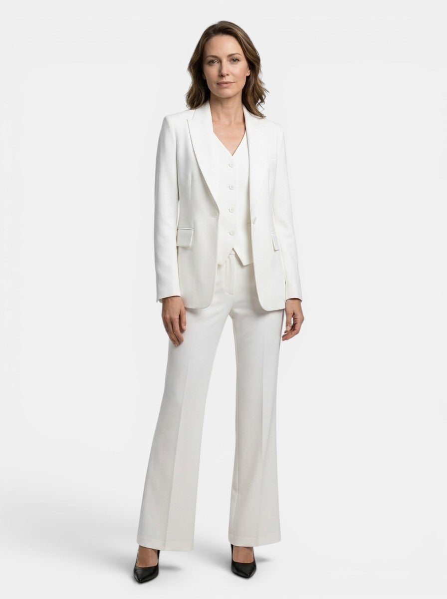 Women's Structured Three-Piece Suit | Tailored Blazer, Waistcoat & Flared Trouser Set