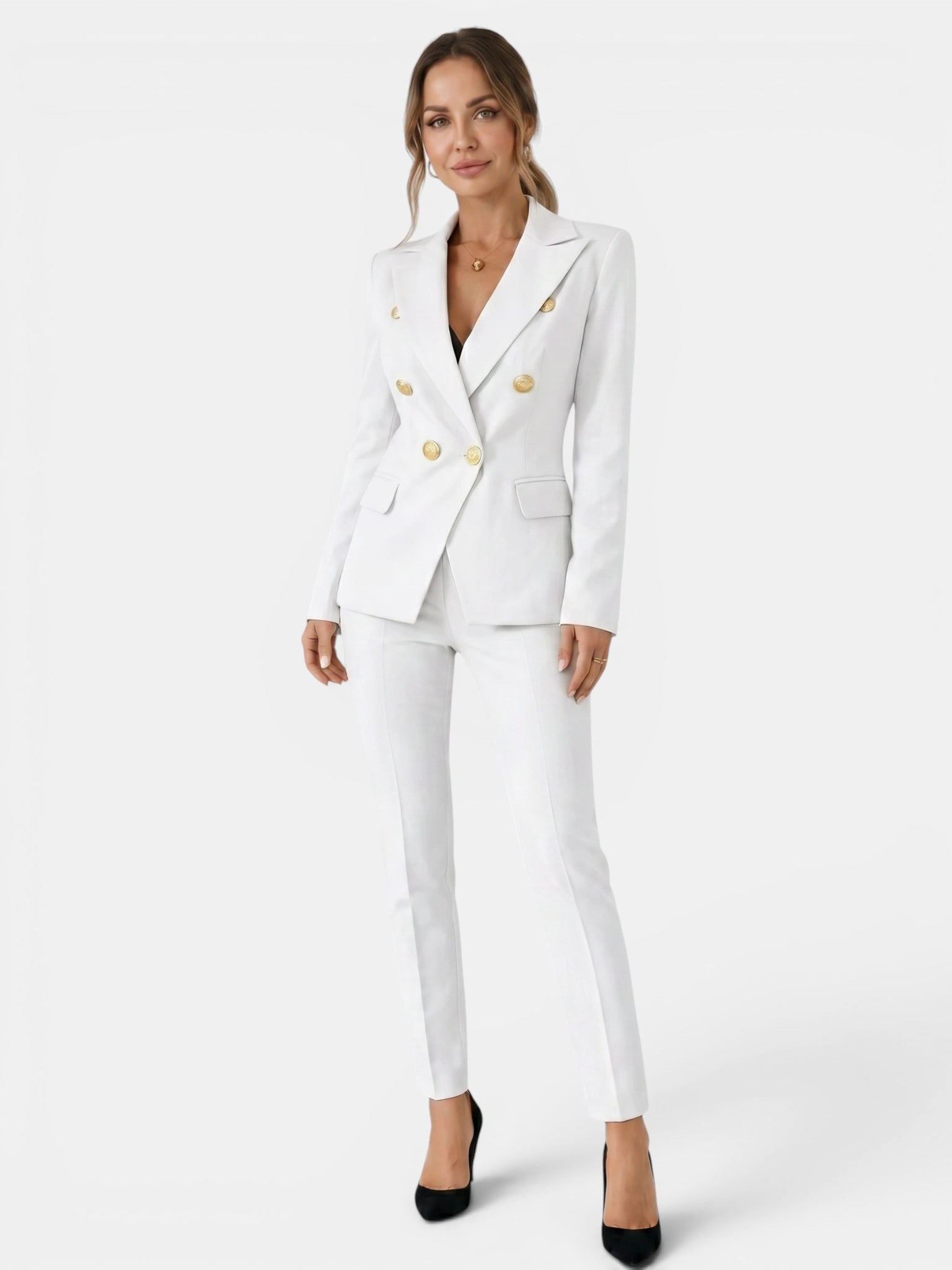 Women's Tailored Suit Set | Double-Breasted Blazer & Slim-Fit Trouser Co-Ord