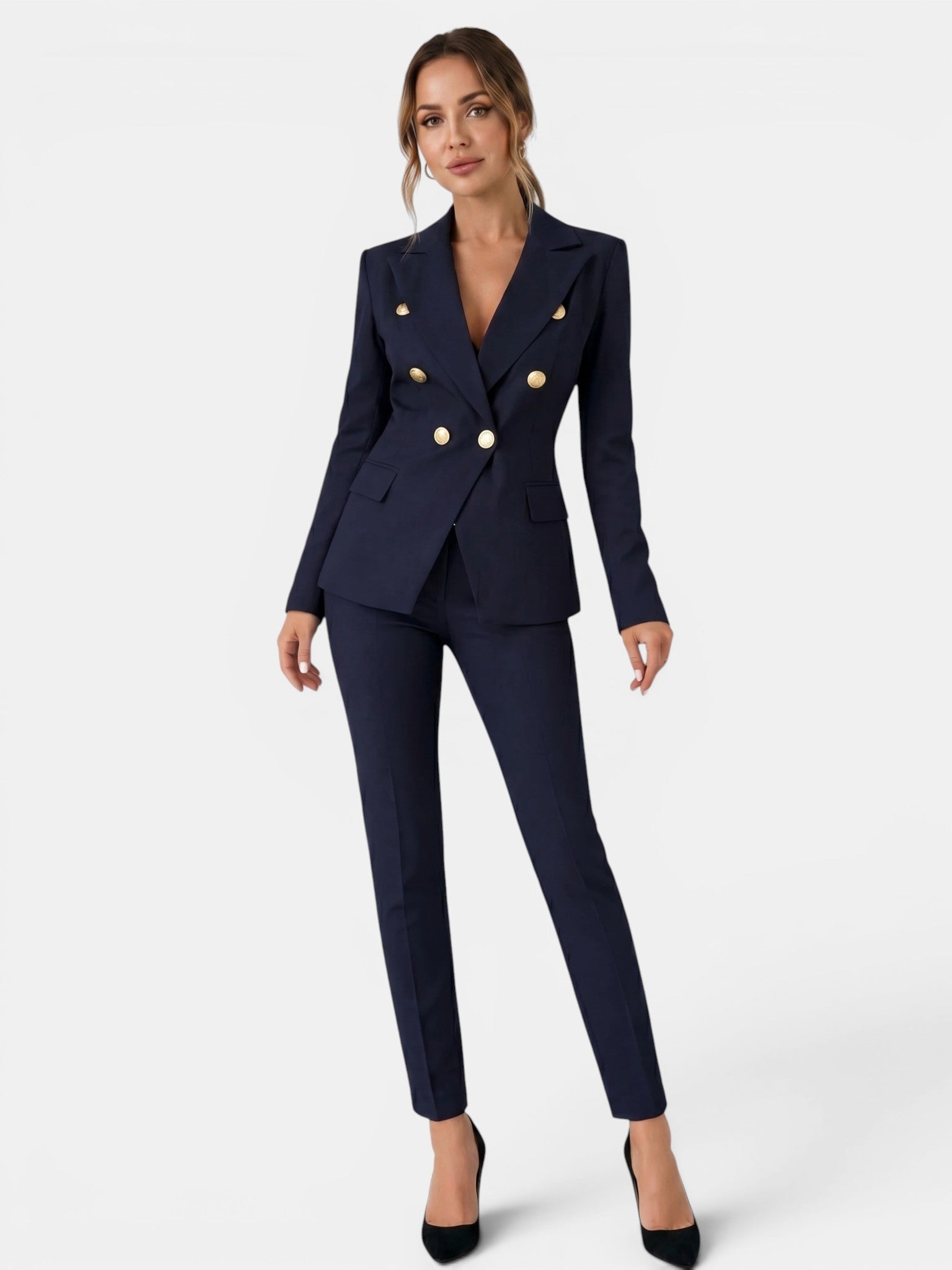 Women's Tailored Suit Set | Double-Breasted Blazer & Slim-Fit Trouser Co-Ord