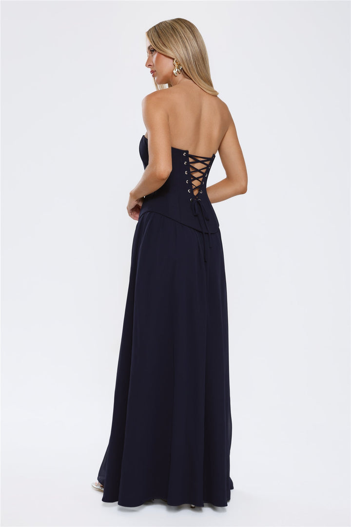 Luxe Strapless Maxi Dress Navy