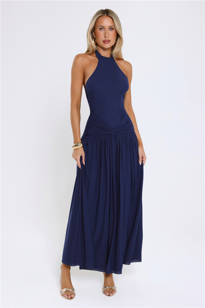 Mirielle Halter Maxi Dress Navy