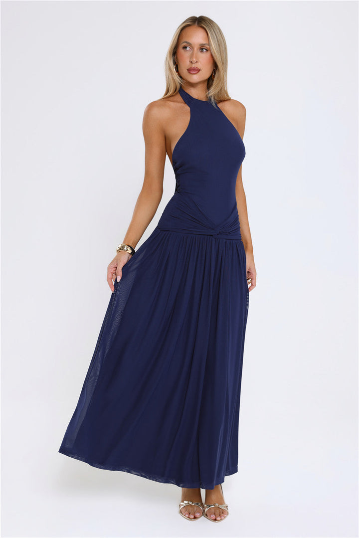 Mirielle Halter Maxi Dress Navy