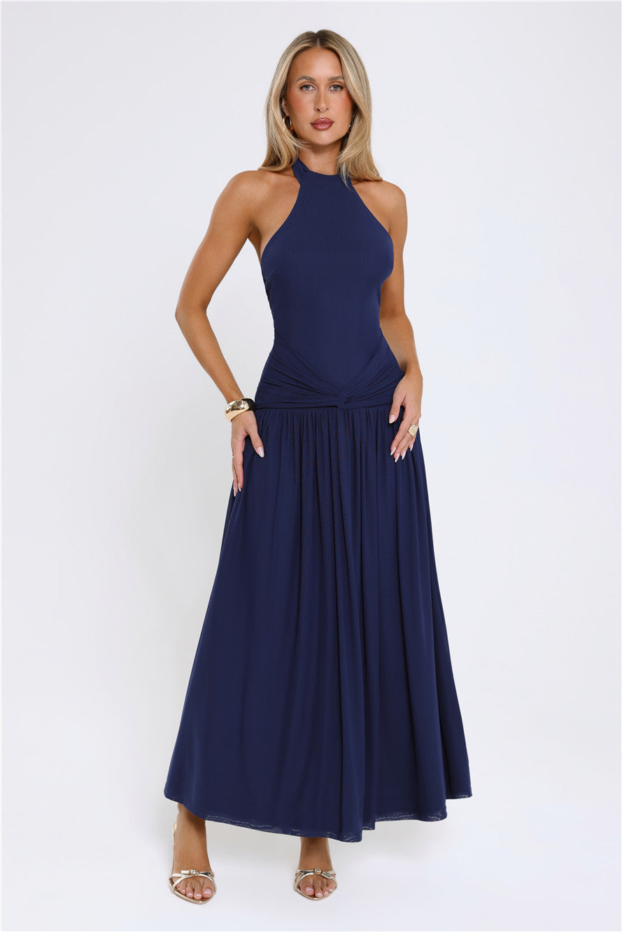 Mirielle Halter Maxi Dress Navy