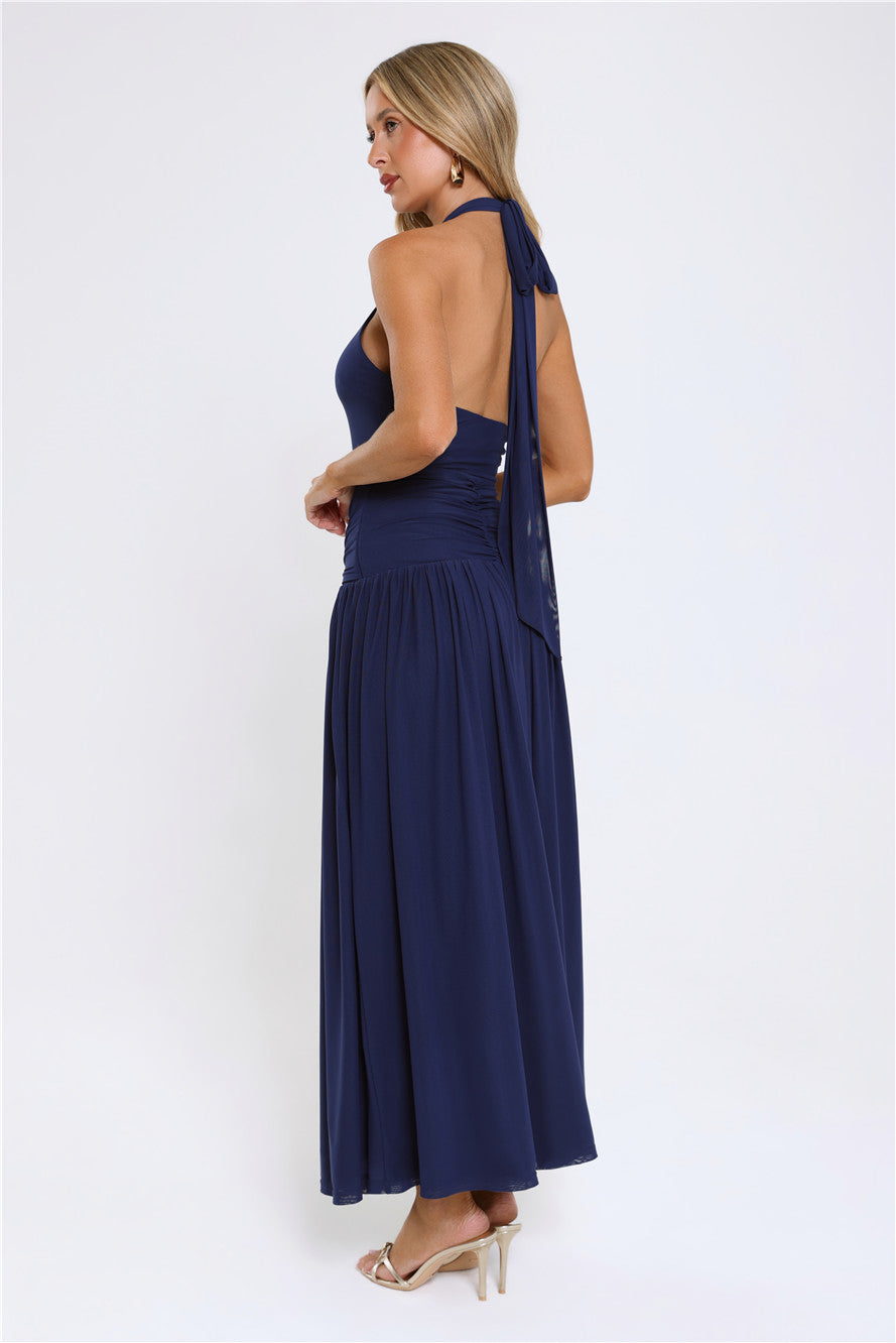 Mirielle Halter Maxi Dress Navy