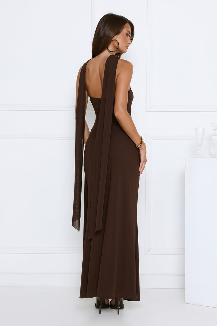 Luxe Strapless Maxi Dress Chocolate