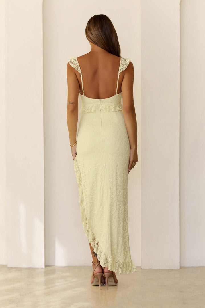 Solenne Lace Midi Dress Yellow