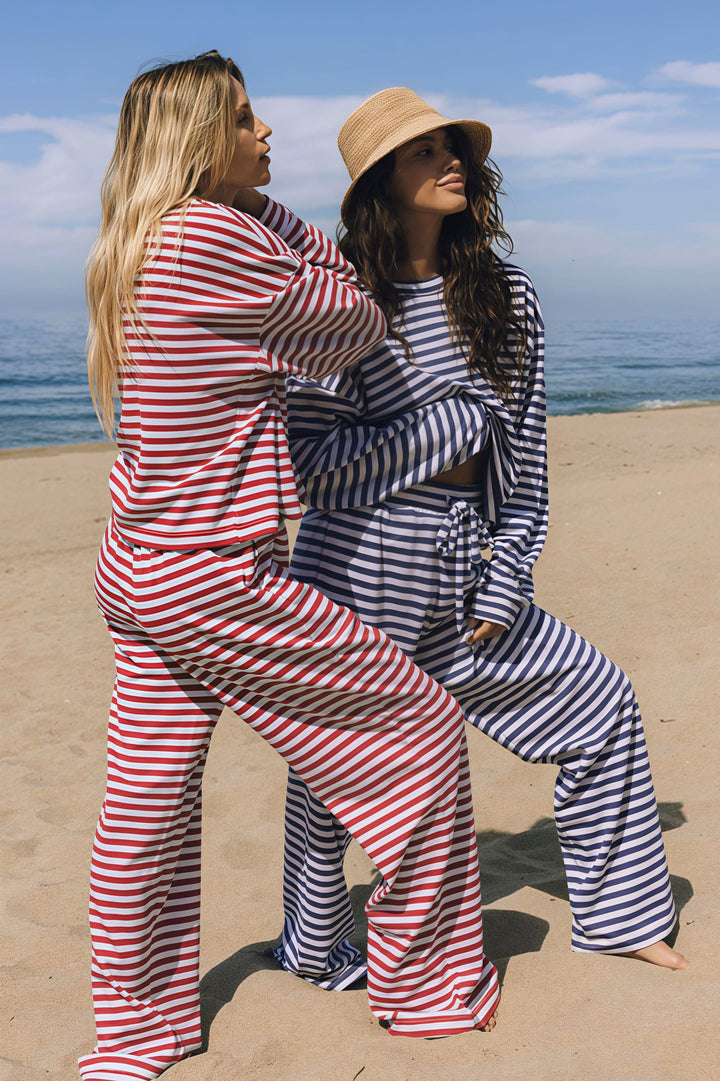 Duttini | Stripe Crewneck Drawstring Two Piece Set