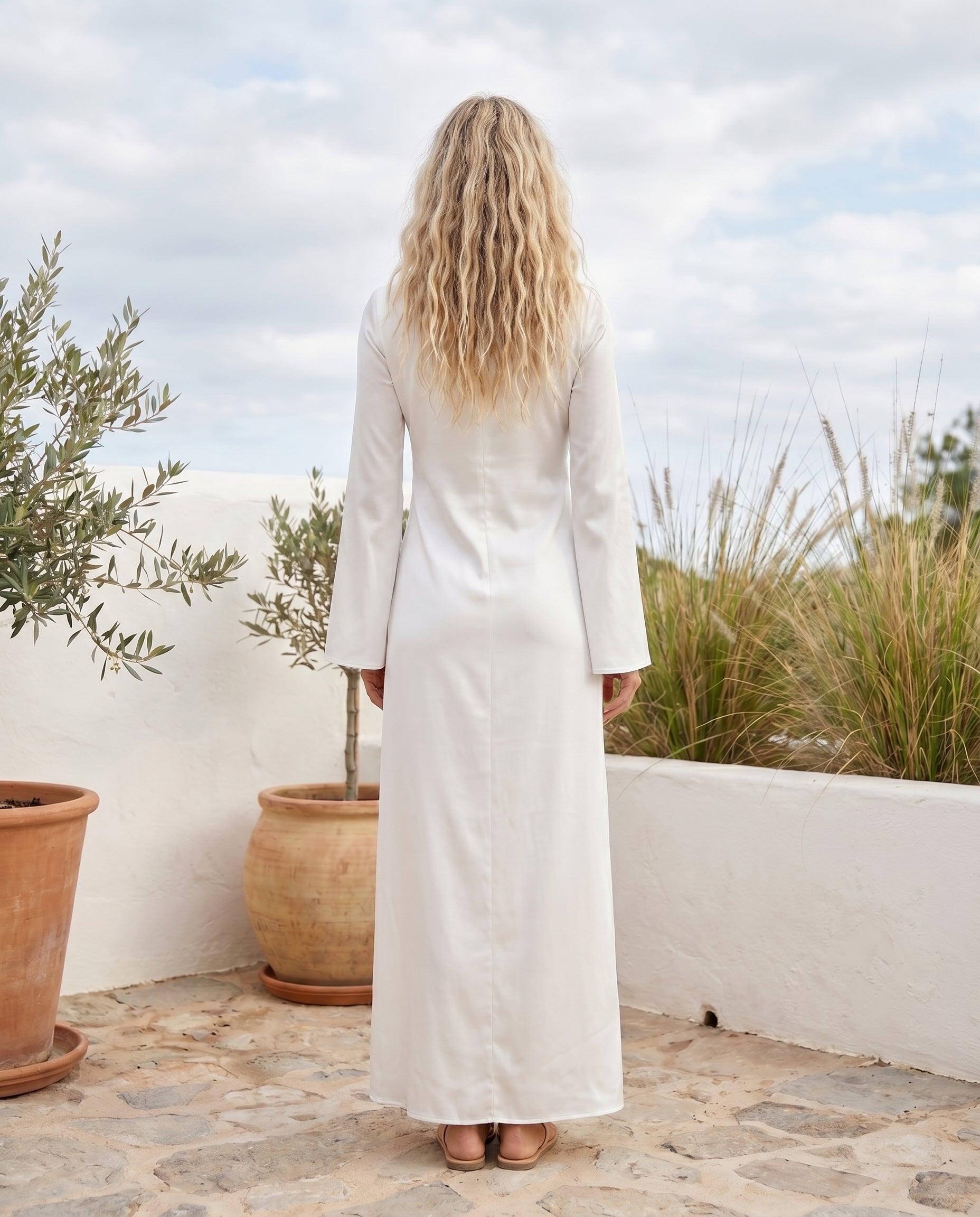Women's Satin Bell-Sleeve Maxi Dress | Elegant Boat-Neck Evening Gown