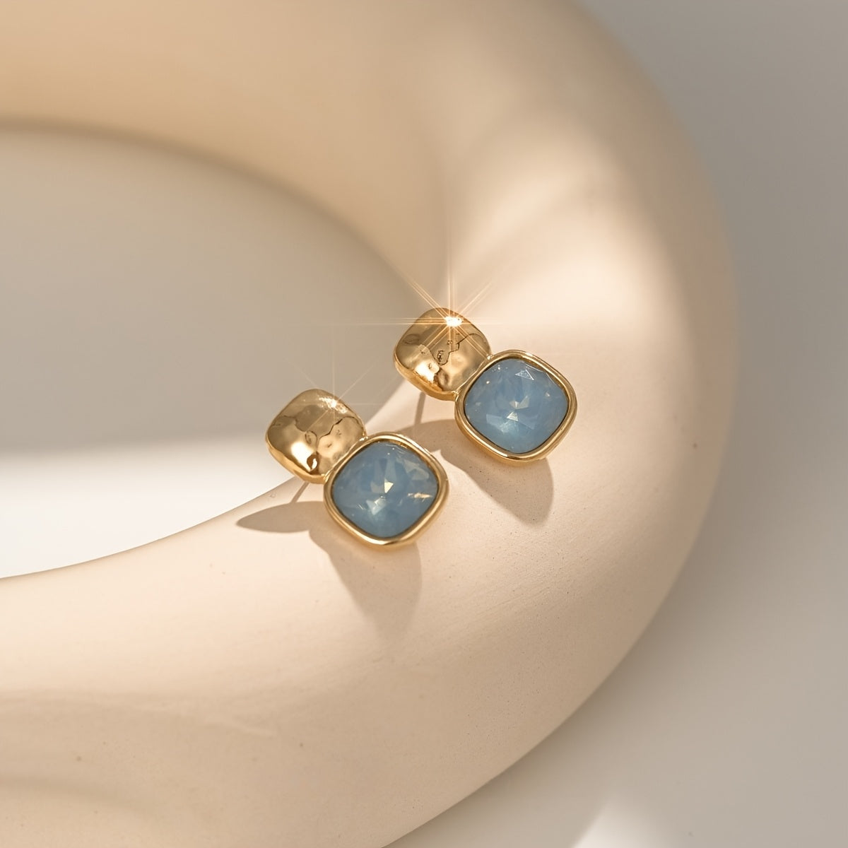 Women's Geometric Square Drop Earrings | Gold-Tone Statement Jelly Earrings
