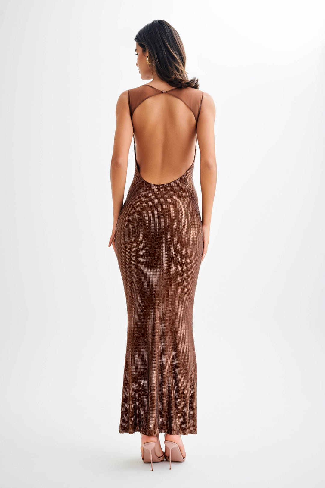 Jasmyn Hot Fix Mesh Back Maxi Dress