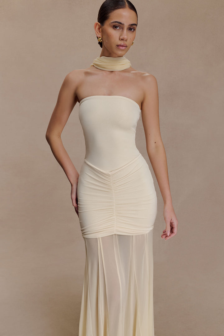 Caspian Off Shoulder Mesh Maxi Dress